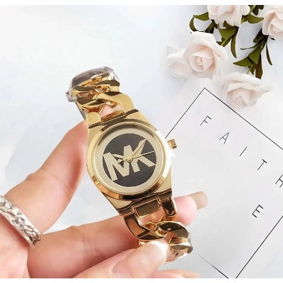 Picture of Mk Luxury Fashion Stainless Steel Imported Wuartz Movement Ladies Wristwatch For Women-Gold