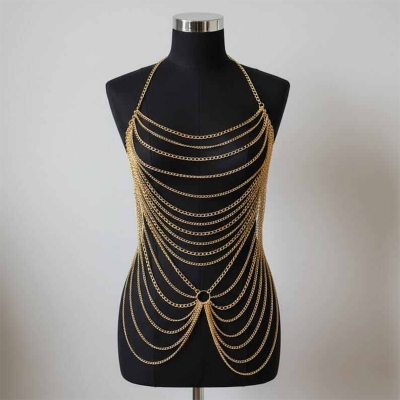 Picture of Chest Chain Body Chain Harness Waist Jewellery  for party/expensive Body Chain Jewellery set-Gold