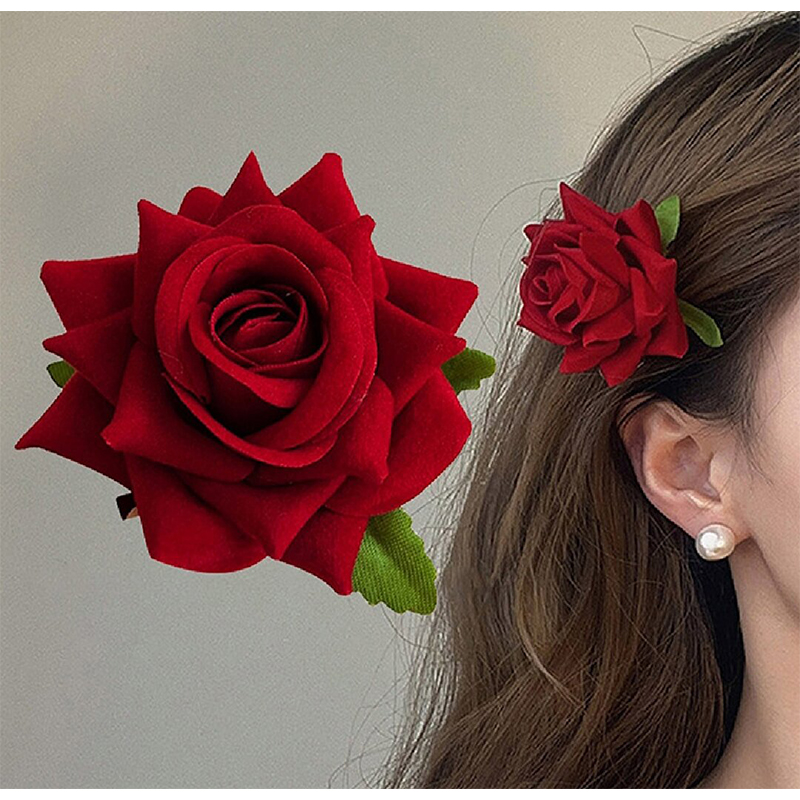 Picture of Rose flower hair clip-1pc/Artificial Large Rose Flower Hair Clip-Int: One size
