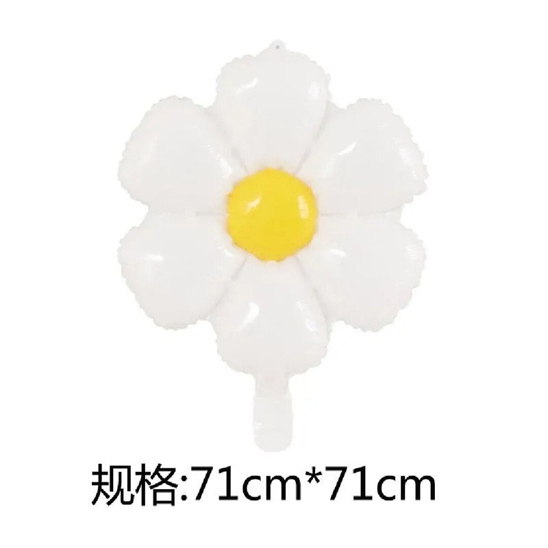Picture of White Smiling Daisy Flower Foil Balloon/White Flower Birthday Party Decorations-White