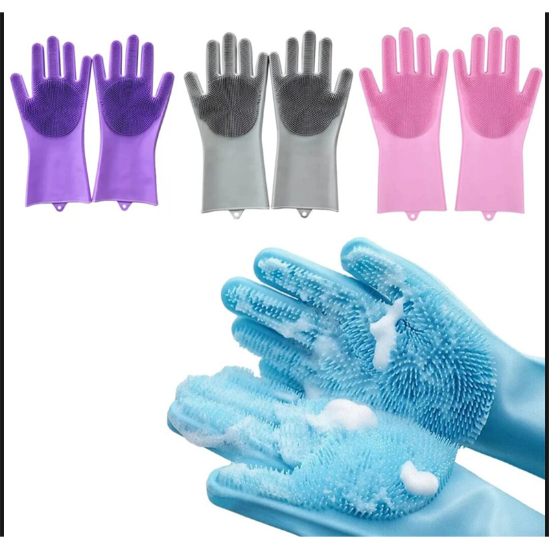 Picture of Silicone Dish Washing Kitchen Hand Gloves- Multicolor - Hand Gloves - Hand Gloves - Hand Gloves