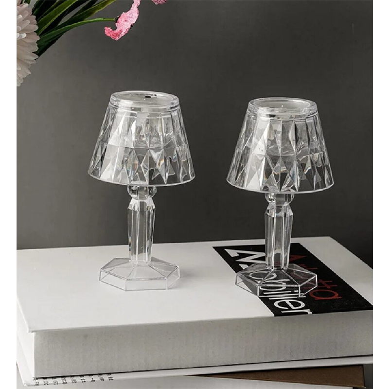 Picture of Led Diamond Table lamp/ Night Lights Crystal Projection Desk Lamps/LED Mini Table Lamp Warm White Crystal Look Conical/12 cm Small Modern Decorative Table Lamp Battery Operated Decorativ-White