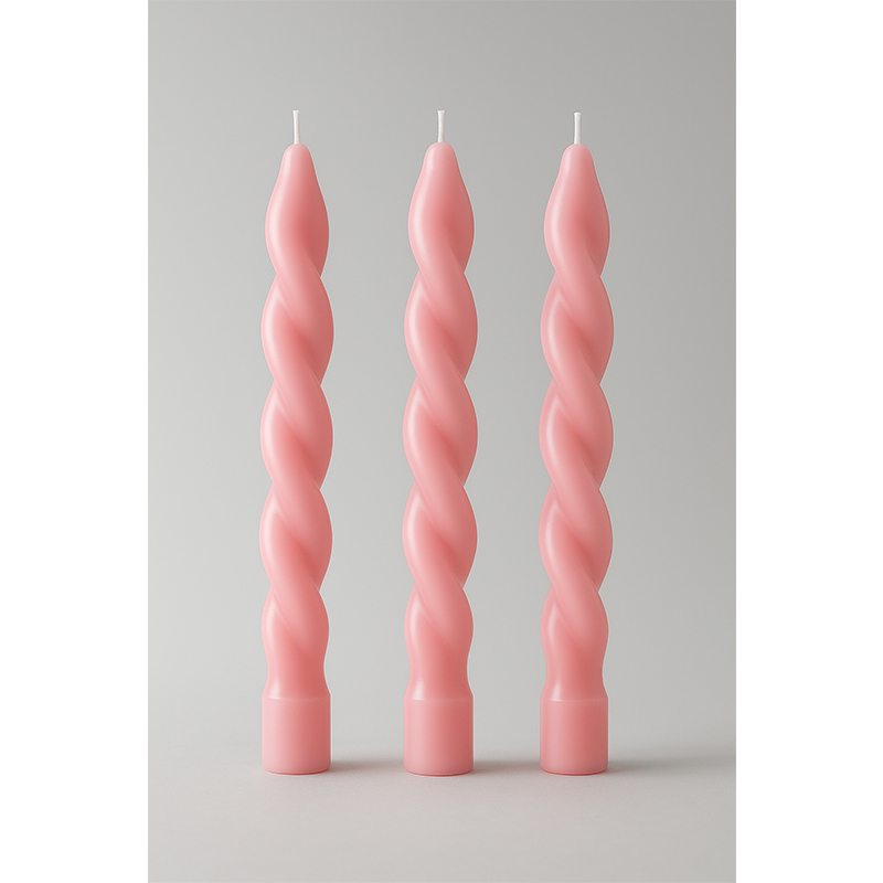 Picture of Long Twisted Table Candles Spiral Luxury Candles-White