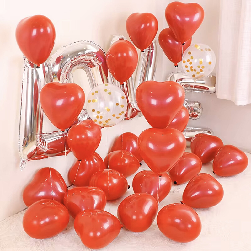 Picture of Heart Shape Love Balloon - 10Pieces-Red