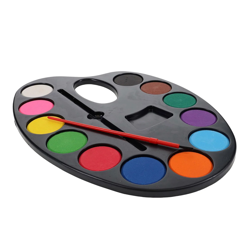 Picture of Artist Palette Water Colour Set of 12 Color +1Paint Brush set big size-Black