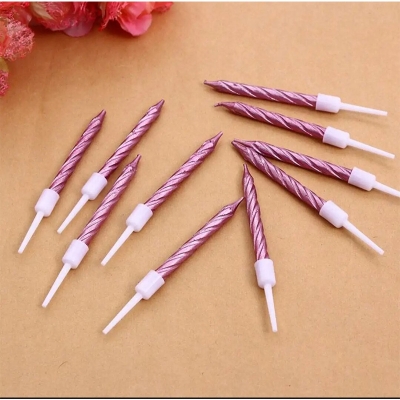 Picture of Birthday metalic candle 10pc-Multicolor