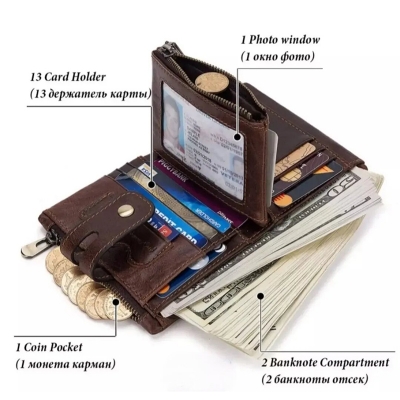 Picture of Jeep Artificial Leather Wallet for Men/Jeep Men's Chocolate Leather Wallet-Black