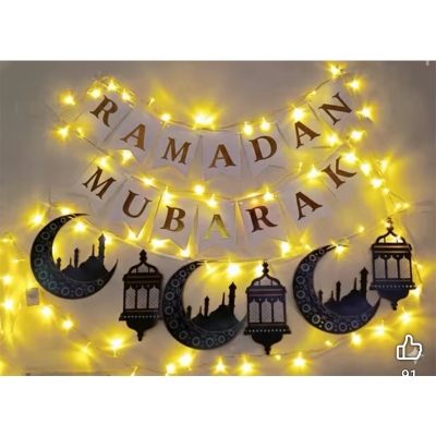 Picture of Eid Mubarak/Ramadan Mubarak Decor Hanging Tag Eid Ramadan Decoration for Home, Office, Showroom-Black