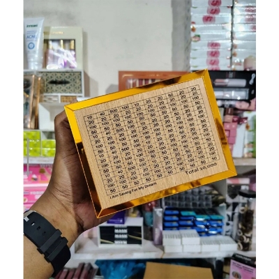 Picture of Premium Gold Frame Money Saving Challenge Board – Save 10,000 BDT Goal Planner-Multicolor