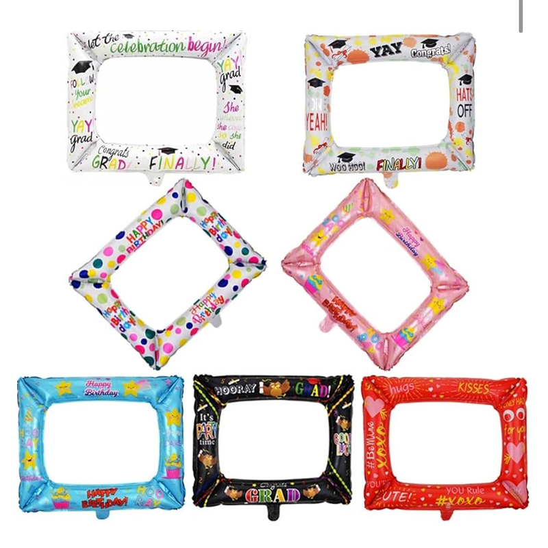 Picture of Inflatable Selfie Frame Balloons Photo Frame Balloons Photo Booth Props for Birthday Graduation Party Décor-Multicolor