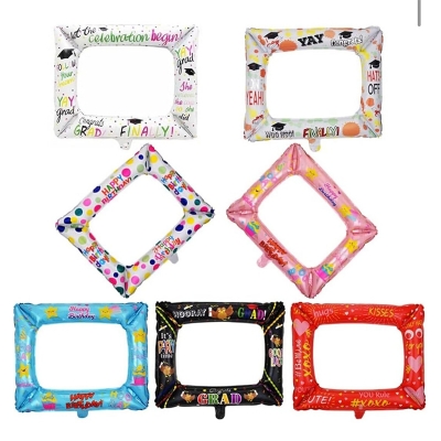Picture of Inflatable Selfie Frame Balloons Photo Frame Balloons Photo Booth Props for Birthday Graduation Party Décor-Multicolor