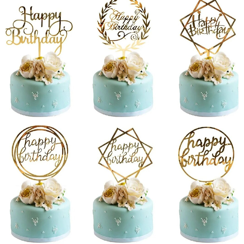 Picture of Happy Birthday Cake Topper for Cake Decoration- (Pack of 1 Pcs)-Gold