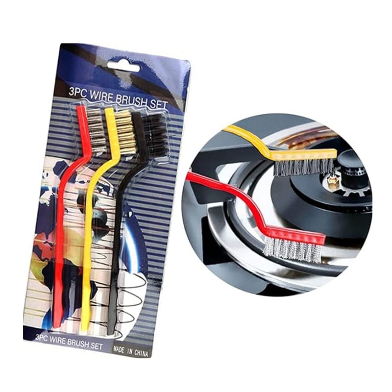 Picture of 3Pcs/Set 7 inches Stainless Steel Brush Brass Cleaning Brush Polishing Rust Remover Metal Wire Brush Cleaning Tool Family-Multicolor