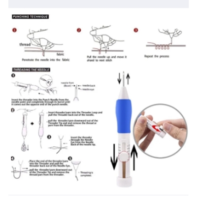 Picture of Magic Embroidery Pen Pratical Abs/Punch Needle Tool. Adjustable Needle Length Embroidery Needle Punch with 3 Sizes Needle Pen Kit Tool.-Multicolor