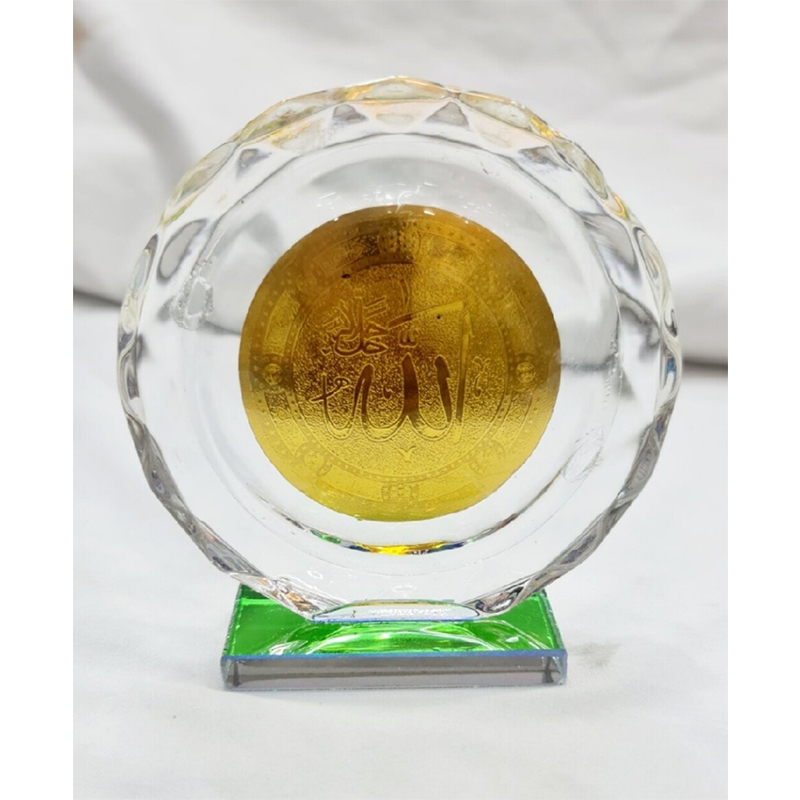 Picture of Islamic showpiece/Golden Crystal Desk Unique Islamic Showpiece-Multicolor