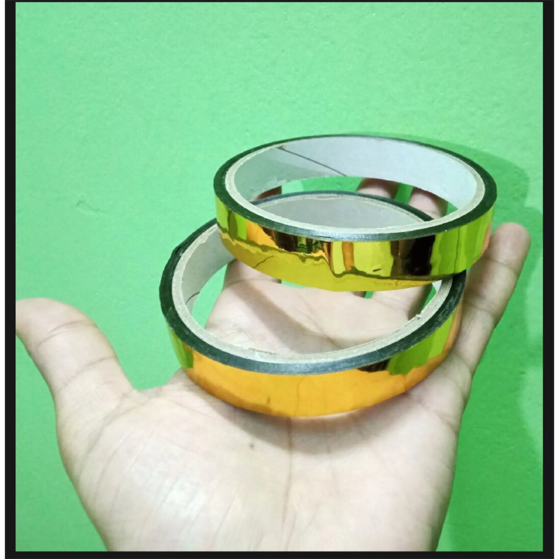 Picture of 2 Roll Gold mirror Tape half inchi Self-Adhesive Metallized Polyester Film Tape gold Graphic Art Tape For Decorating Walls, Cars, Boats DIY gold Foil Tape Mirror Tape-Gold