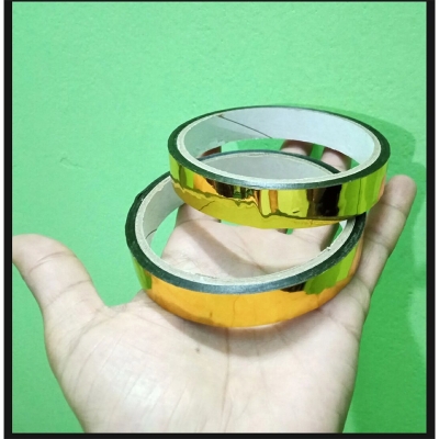 Picture of 2 Roll Gold mirror Tape half inchi Self-Adhesive Metallized Polyester Film Tape gold Graphic Art Tape For Decorating Walls, Cars, Boats DIY gold Foil Tape Mirror Tape-Gold