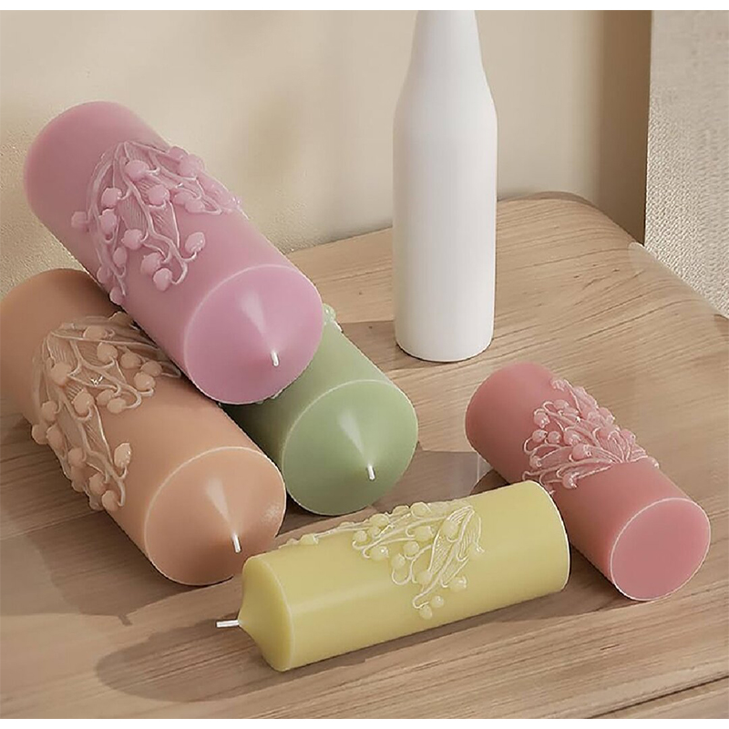 Picture of Floral Pillar Candles -1pc/ Lily of the Valley Bell Flower-Bell orchid flower candle