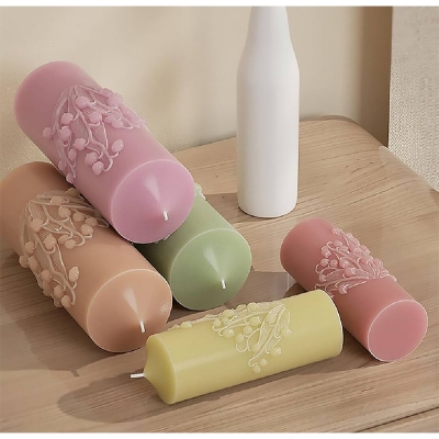 Picture of Floral Pillar Candles -1pc/ Lily of the Valley Bell Flower-Bell orchid flower candle