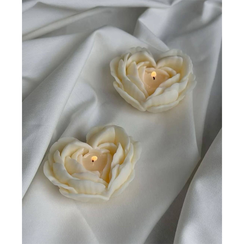 Picture of Love shape Peony Flower Candle-1pc/Elegant love Floral Design candle -1pc