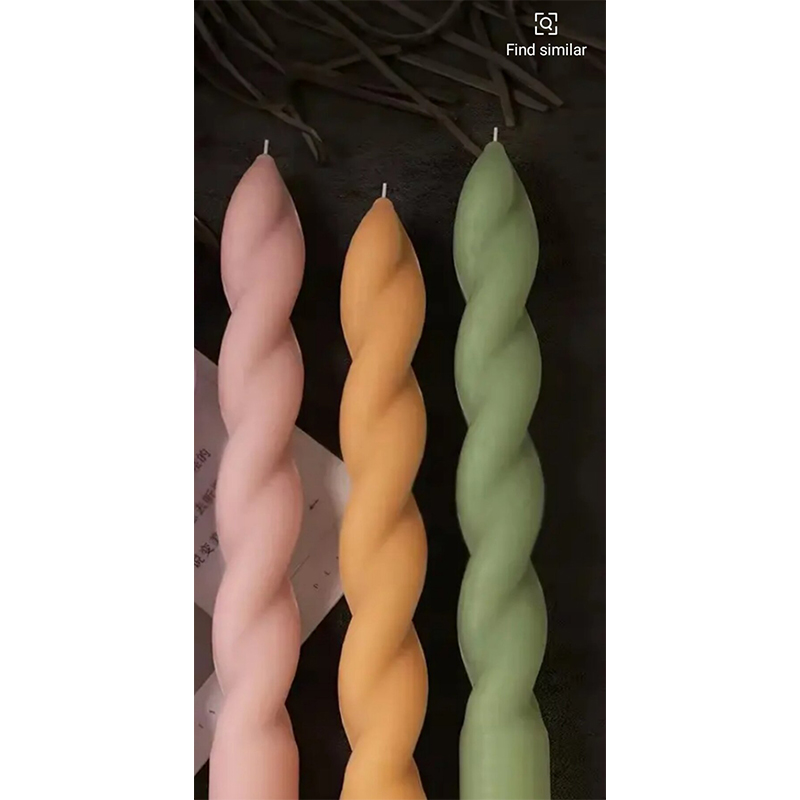 Picture of Long Twisted Table Candles Spiral Luxury Candles-White