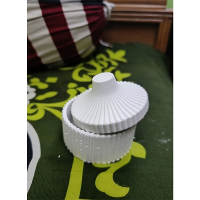 Picture of Home Decor Round shape concrete jwellery box-White