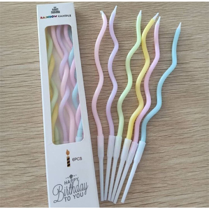 Picture of Metallic Long Spiral Candles with Stand- Pack of 6