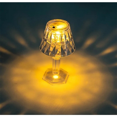 Picture of Led Diamond Table lamp/ Night Lights Crystal Projection Desk Lamps/LED Mini Table Lamp Warm White Crystal Look Conical/12 cm Small Modern Decorative Table Lamp Battery Operated Decorativ-White
