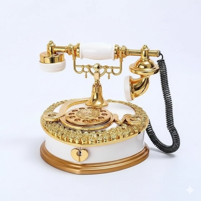 Picture of Light Luxury Classic Style Dial Old-fashioned Telephone Music Box Home Desk Porch Home Decoration Living Room Decoration