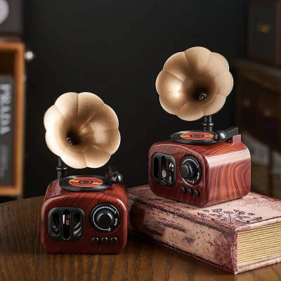 Picture of Gramophone Shaped Classic Vintage Music Box | Retro Style Decorative Music Box | Antique Gramophone Design Gift Item | Perfect for Home Decor, Collectors & Music Lovers | Elegant Showpiece with Melodious Tune | Timeless Classic for Living Room Decor