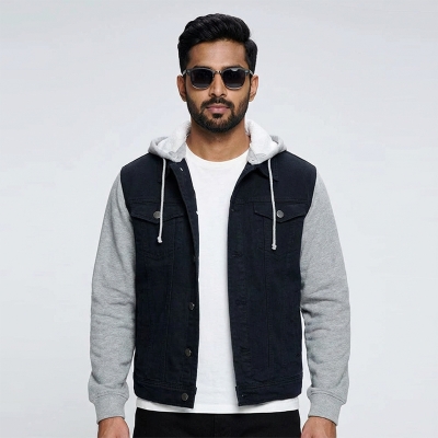 Picture of Trendy Denim Hoodie Jacket for Men | Stylish Blue Jean Jacket with Hood | Comfortable & Soft Fabric | Perfect for Winter, Casual & Biker Look | Fashionable Streetwear for Men | Durable, Warm & Modern Design | Best Price on Daraz.com.bd | Everyday Style