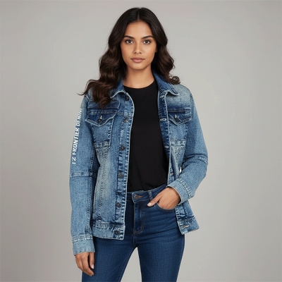 Picture of Ladies Premium Export Quality Denim Jacket for Women | Stylish Slim Fit Jeans Jacket | Trendy Casual & Winter Wear | Soft Durable Fabric | Modern Fashionable Look | Perfect for Daily Use, Party & Outdoor Style-Light blue