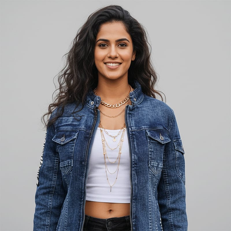 Picture of Ladies Premium Export Quality Denim Jacket for Women | Stylish Slim Fit Jeans Jacket | Trendy Casual & Winter Wear | Soft Durable Fabric | Modern Fashionable Look | Perfect for Daily Use, Party & Outdoor Style-Light blue