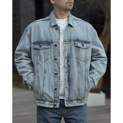 Picture of Export Quality Light Wash Denim Jacket for Men | Premium Soft Fabric | Stylish Casual & Winter Wear | Trendy Slim Fit Jeans Jacket | Durable Stitching | Fashionable Everyday Outerwear for Men-Light blue