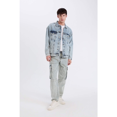 Picture of Export Quality Light Wash Denim Jacket for Men | Premium Soft Fabric | Stylish Casual & Winter Wear | Trendy Slim Fit Jeans Jacket | Durable Stitching | Fashionable Everyday Outerwear for Men-Light blue