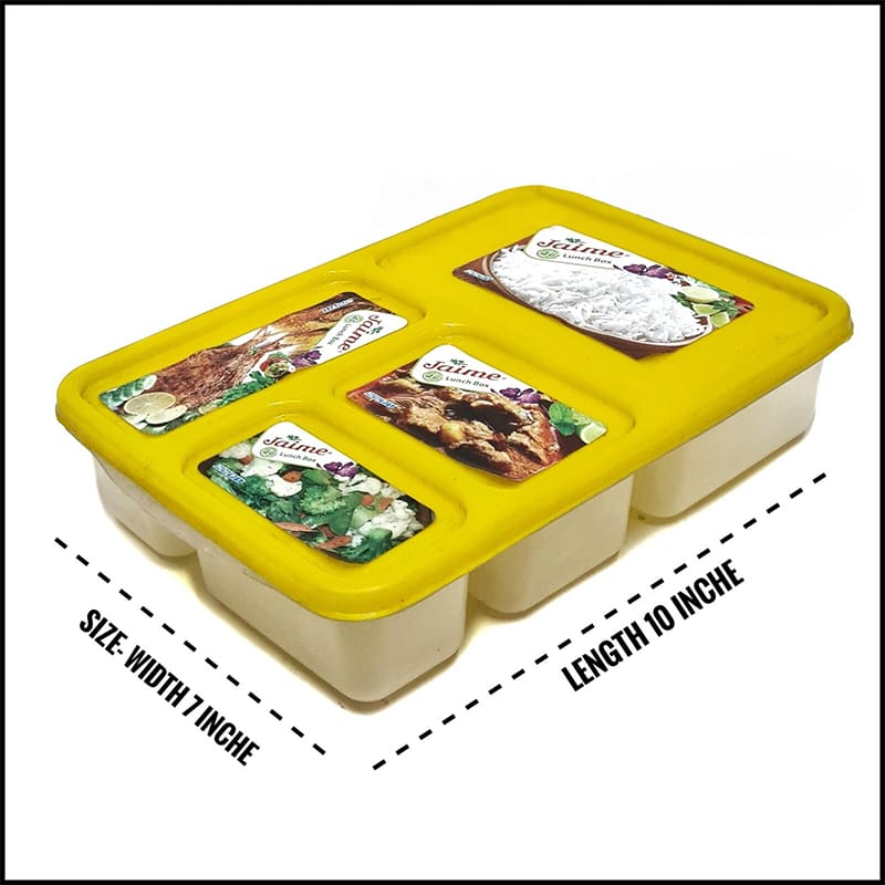 Picture of Plastic Lunch Box 4 Compartment – Food Grade BPA Free Lunch Storage Container | Safe & Durable Heat Resistant Plastic Lunch Box for School, Office & Travel | Leakproof Meal Prep Box Easy to Carry & Clean