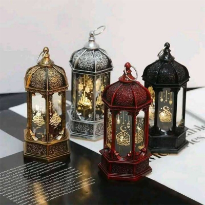 Picture of Vintage Eid Mubarak Hanging Lantern | Ramadan Decorative LED Lights for Home & Mosque | Islamic Festival Prayer Accessories | Ramadan Kareem Party Decor | Warm White Holiday Lighting | Traditional Muslim Gift Idea | Durable Hanging Ornament