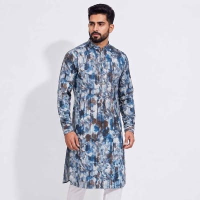 Picture of Printed Panjabi for Men | Stylish Cotton Printed Panjabi Kurta for Casual & Festive Wear | Trendy Ethnic Panjabi for Eid, Wedding & Party | Comfortable, Breathable & Premium Quality Traditional Outfit for Modern Men | New Collection Fashionable Panjabi-Multicolor