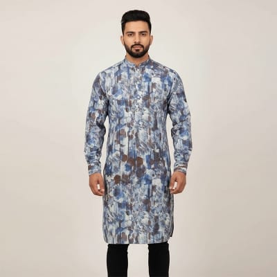 Picture of Printed Panjabi for Men | Stylish Cotton Printed Panjabi Kurta for Casual & Festive Wear | Trendy Ethnic Panjabi for Eid, Wedding & Party | Comfortable, Breathable & Premium Quality Traditional Outfit for Modern Men | New Collection Fashionable Panjabi-Multicolor