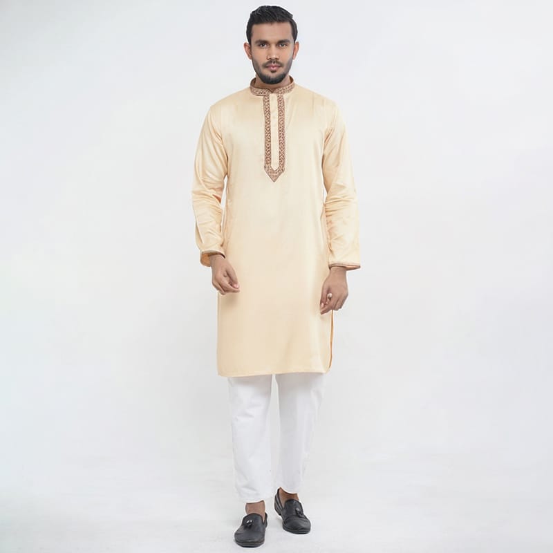 Picture of Off White Color Cotton Panjabi for Men | Premium Soft & Breathable Fabric | Comfortable Traditional Punjabi Kurta for Eid, Wedding & Festive Wear | Stylish Slim Fit Ethnic Outfit | Lightweight Summer Friendly Classic Design for Modern Gentlemen