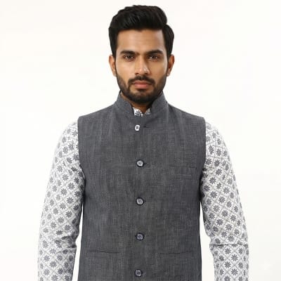 Picture of Premium Panjabi Koti for Men – Stylish Nehru Jacket Design, Ethnic Wedding & Festive Wear, Traditional Indian Waistcoat for Panjabi, Elegant Slim Fit Modi Coat for Party, Eid & Cultural Events Outfit Collection-Blue