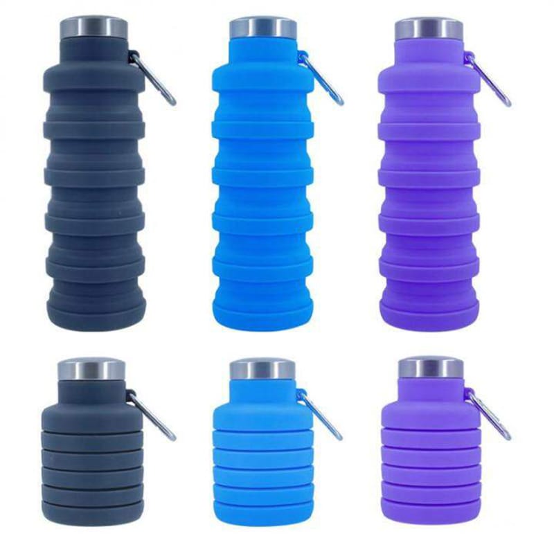 Picture of 500ml Outdoor Retractable Water Bottle Portable Collapsible Silicone Sports Cup – Leakproof Foldable Travel Water Bottle, Lightweight BPA-Free Silica Gel Cup for Hiking, Camping, Gym, Cycling & Daily Outdoor Activities-Multicolor