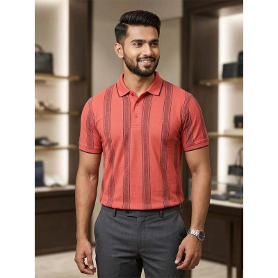 Picture of Red Orange Polo Shirt for Men – Premium Cotton Casual Polo T-Shirt, Stylish Slim Fit Short Sleeve Polo, Breathable Summer Fashion Tee, Classic Collar Button Polo Shirt for Daily Wear, Office Casual, Sports & Outdoor Comfortable Mens Polo Shirt-Multicolor