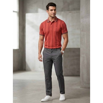Picture of Red Orange Polo Shirt for Men – Premium Cotton Casual Polo T-Shirt, Stylish Slim Fit Short Sleeve Polo, Breathable Summer Fashion Tee, Classic Collar Button Polo Shirt for Daily Wear, Office Casual, Sports & Outdoor Comfortable Mens Polo Shirt-Multicolor