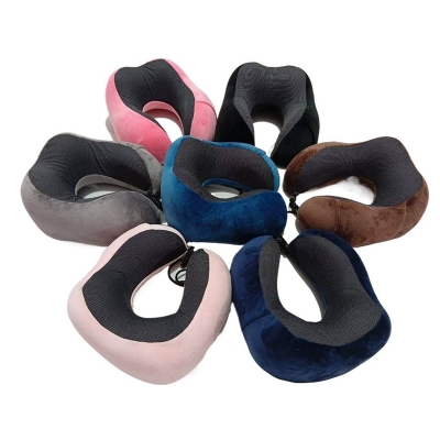 Picture of U Shaped Memory Foam Neck Pillow | Soft Travel Pillow with Massage Support | Ergonomic Neck Cushion for Car Flight Bus | Portable Comfortable Head Rest | Pressure Relief Cervical Support Pillow