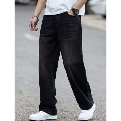 Picture of Black Faded Jeans Pant for Men | Slim Fit Stylish Denim | Premium Washed Look Casual Jeans | Durable Comfortable Everyday Wear | Trendy Street Style Denim Pants | Modern Fashion Jeans for All Seasons-Black