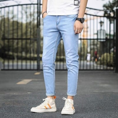 Picture of Blue Light Wash Jeans Pant for Men | Premium Denim Trousers | Casual Fashion Wear | Comfortable Slim Fit Jeans | Durable Cotton Denim Pants | Trendy Street Style | Everyday Outfit | Stylish Men's Clothing Bangladesh-Light blue