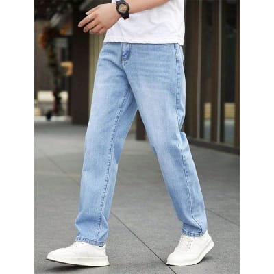 Picture of Blue Light Wash Jeans Pant for Men | Premium Denim Trousers | Casual Fashion Wear | Comfortable Slim Fit Jeans | Durable Cotton Denim Pants | Trendy Street Style | Everyday Outfit | Stylish Men's Clothing Bangladesh-Light blue