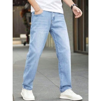 Picture of Blue Light Wash Jeans Pant for Men | Premium Denim Trousers | Casual Fashion Wear | Comfortable Slim Fit Jeans | Durable Cotton Denim Pants | Trendy Street Style | Everyday Outfit | Stylish Men's Clothing Bangladesh-Light blue