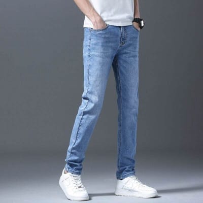 Picture of Summer 2026 New Thin Men's Slim Jeans Comfortable Elastic Basic Casual Youth Denim Pants Cool Fashion Korean Brand Male Trousers-Deep blue